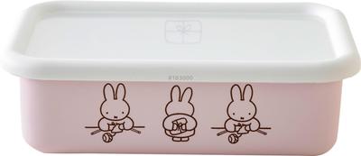 Fuji Smaltovaný kontajner na uskladnenie Miffy Pastelový s viečkom Plochý Obdĺžnikový Štvorcový Stredný Ružový Darček Smaltovaný Miffy