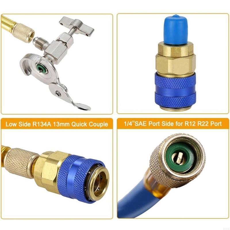 B46E R134A Refrigerants Recharge Hose Set Air Conditioning Maintenance Part Air Conditioning Charging Hose and Adapter Set