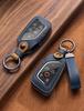 YINEOR Cadillac Key Fob Cover Leather Car Key Case Keychain Smart Key Fob Holder
