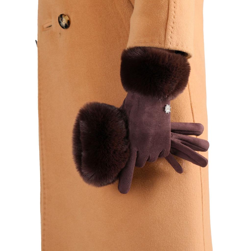 Warm Gloves Women Autumn and Winter German Velvet Windproof and Cold-proof Touch Screen Riding Driving Velvet Thickened Outdoor Sports