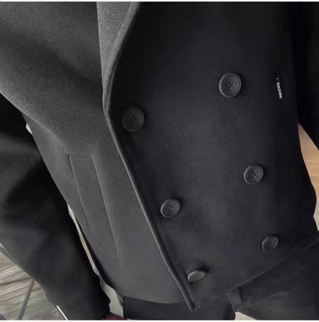 Men's Woolen Slim Fit Lapel Jacket – Autumn/Winter Korean Style, Casual & Trendy Solid Color Coat