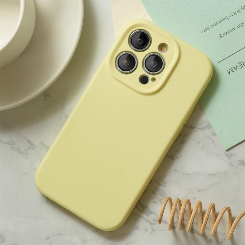 Zachte Siliconen Candy Telefoonhoesje Voor iPhone 11 12 13 14 15 16 Pro Max Plus Schokbestendige TPU Bumper Back Cases Cover For iPhone 13 Pro Max geel