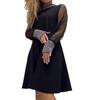 Autumn/Winter 2023 Solid Color Diamond Round Neck Long-Sleeve Dress for Women