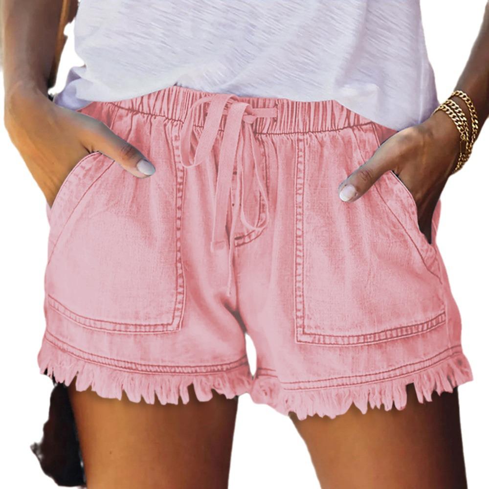 2024 Women's European & American Elastic Waist Casual High-Waist Slimming Denim Shorts