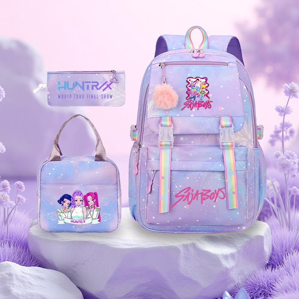 K-Pop Witch Hunters Cartoon Printed Student Pencil Bag Lunch Bag Three-Piece Backpack