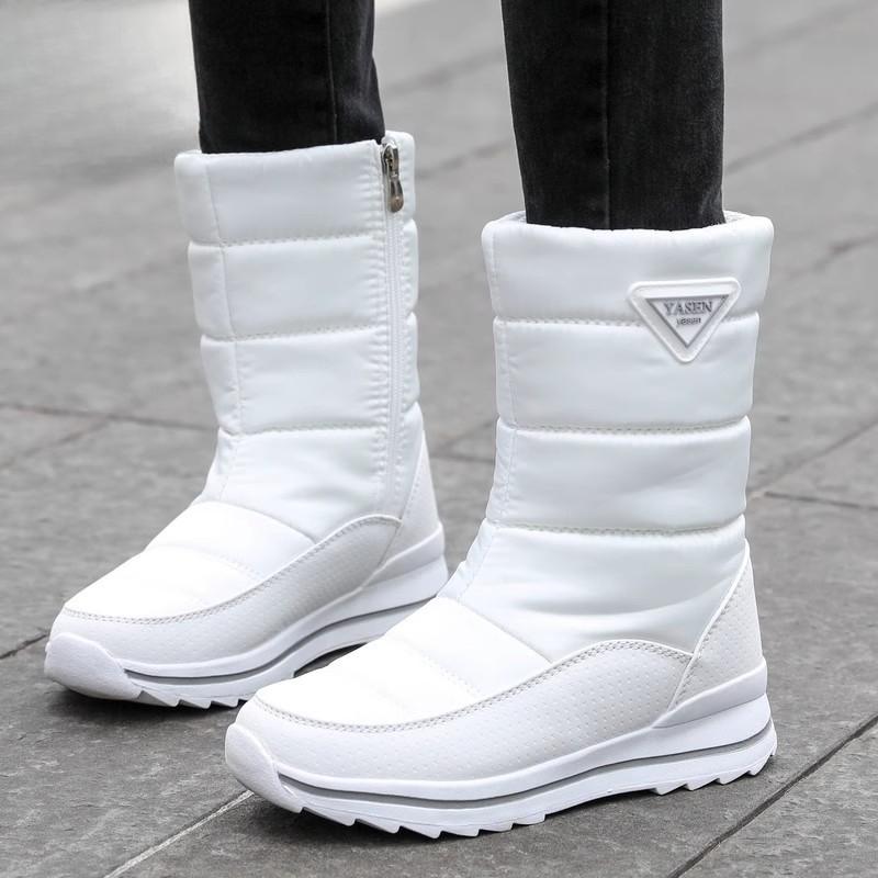 Women's Winter Fur One Thickened Padded Waterproof Comfortable Warm Anti Cold Lightweight Hiking Waterproof Non-slip Mid-calf Snow Boots