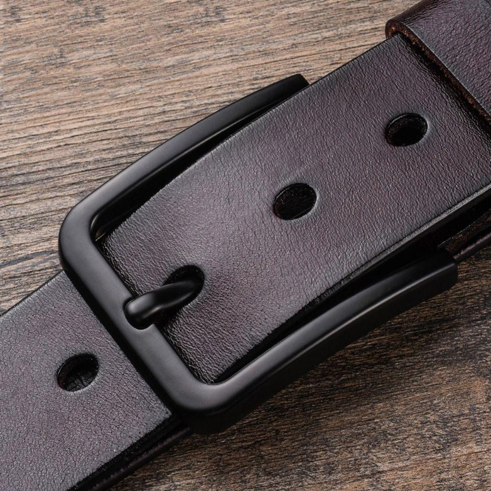 Zinc Zinc Alloy Pin Buckle Men Belt Genuine Leather Male Strap Fashion Waistband Jeans