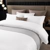 Five-Star Hotel B&B White Bed Sheet Set: Single-Piece Duvet Cover, Fitted Sheet, Pillowcases.