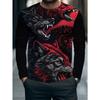 Men's casual daily long-sleeved T-shirt, with fashionable printed design, a comfortable and casual top that can be machine washed