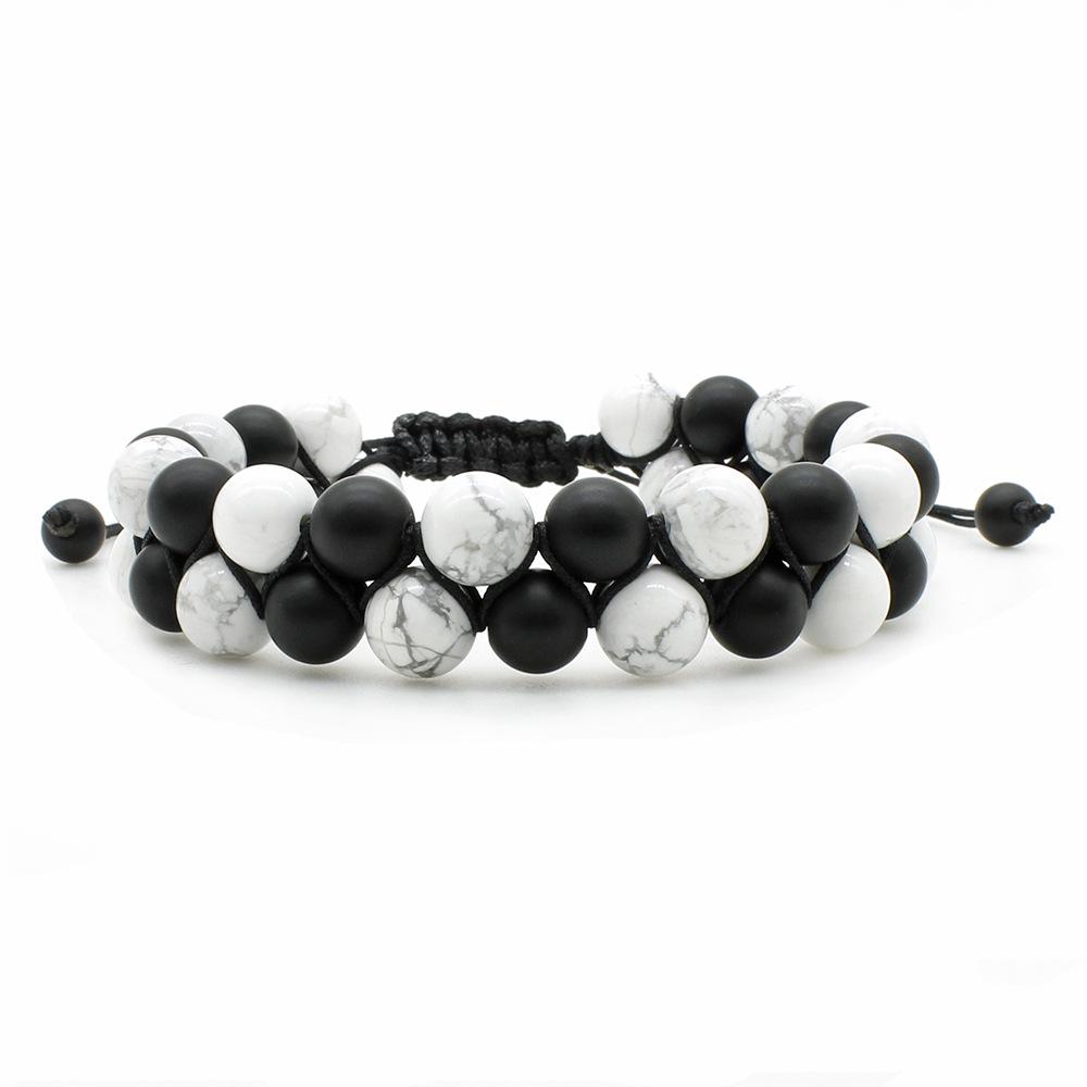European-American White Turquoise  Lava Stone Double Layer Adjustable Bracelet