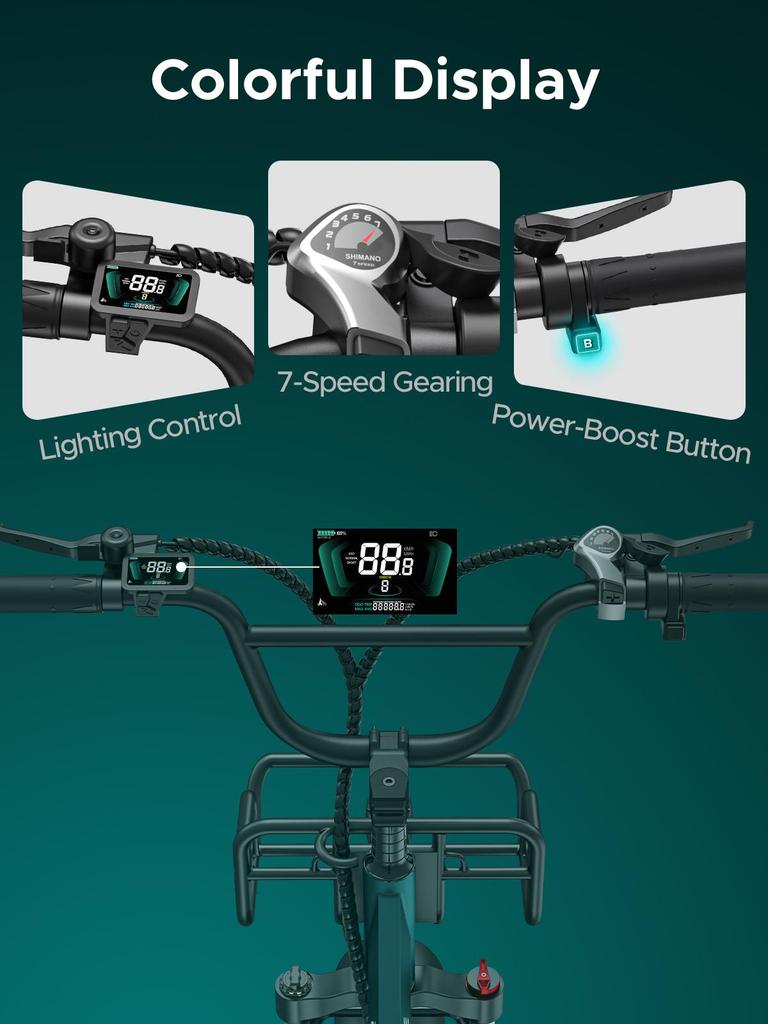 Engwe L20 Boost E-Bike, 250W Motor, 75Nm Tork, 48V 13Ah Batarya, 20×4.0" Lastikler, 126KM Menzil, Hem Şehir İçi Sürüşler Hem de Açık Hava Maceraları İçin Mükemmel