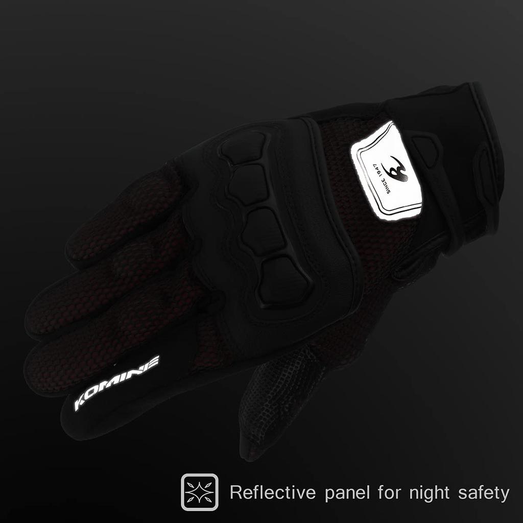 KOMINE Protective 3D Mesh Gloves for Motorcycles 3D Black Camo Red L GK-2153