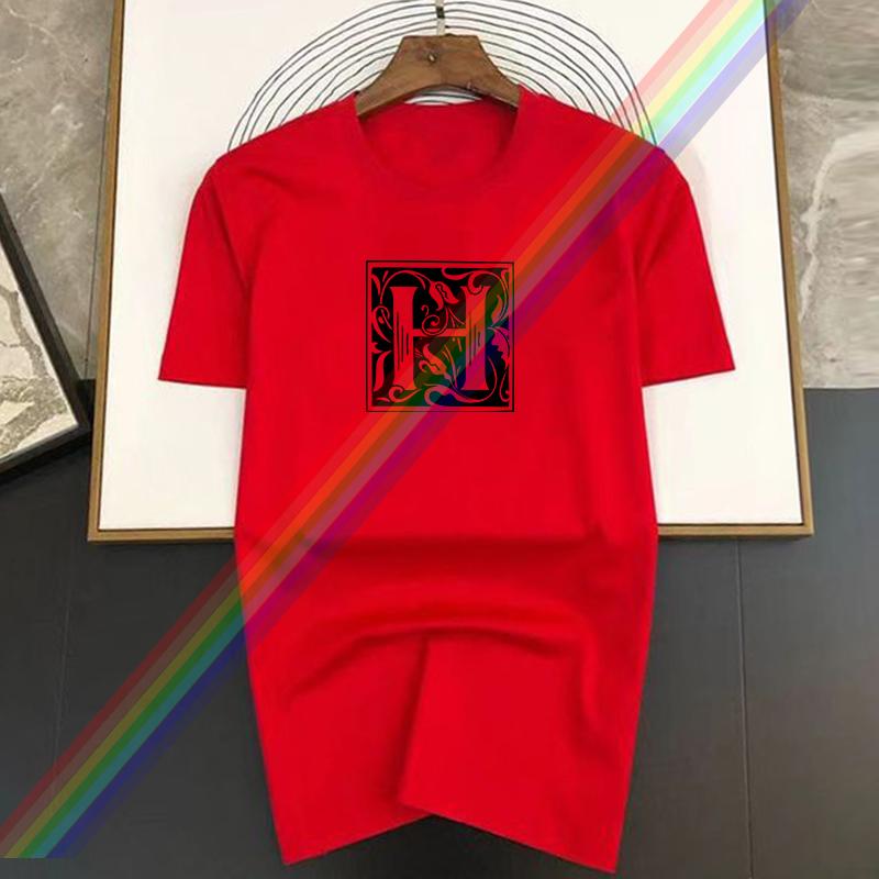 Black and White H Letter Print New Trendy T-shirt Women's Leisure Fashion Summer Round Neck T-shirt Pure Cotton Top Cupcakes