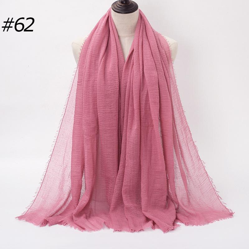 Solid Color Wrinkled Cotton-Linen Feel Women's Headscarf with Fur Edge