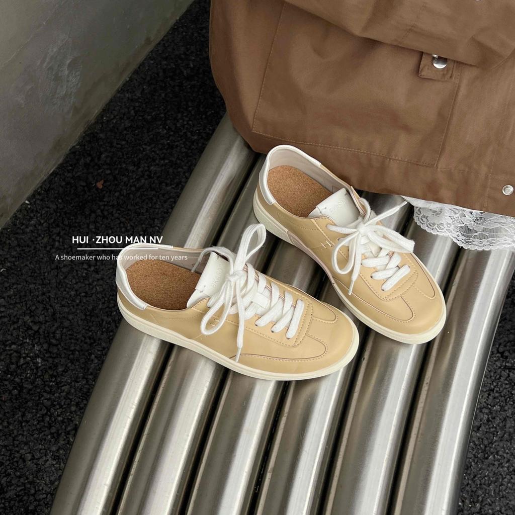 Sheepskin version~ Ballet sneakers 2025 new white comfortable casual platform minimalist training shoes single shoes women