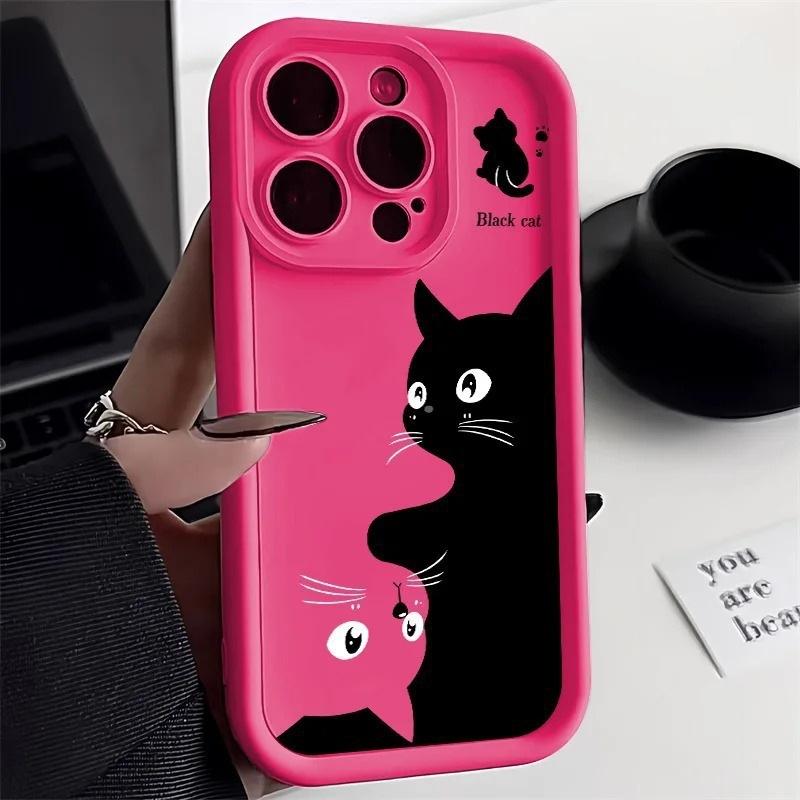 Fun Black Cat for iPhone15ProMax Mobile Phone Case Apple 14 Matte 13 Cute 12 Advanced Sense 11 Trendy