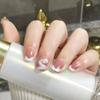 Artificial Nails Pearl Diamond Style Pink Short Nail Piece Wearable Patch False Nail