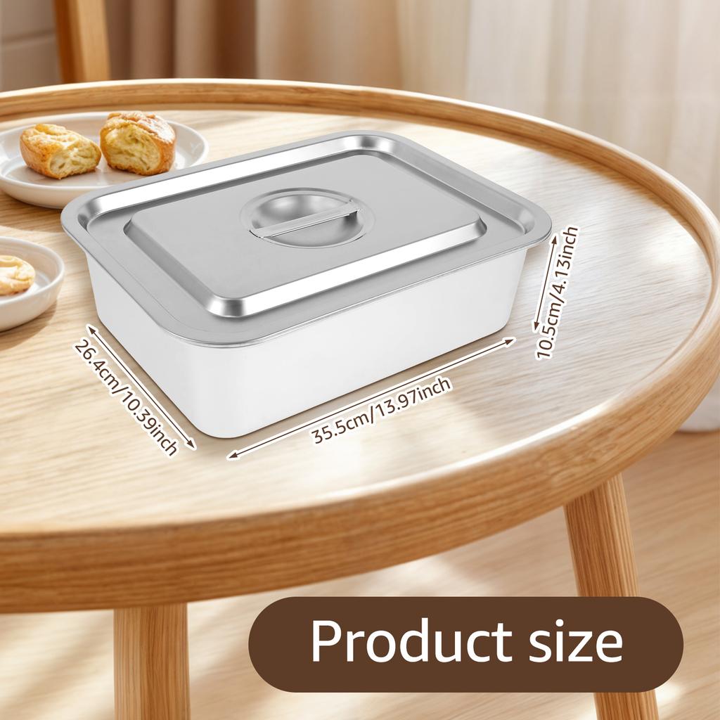 Stainless Steel plate Tray with Lids Rectangular Oven Tray Baking Pot Buffet Chafing Dishes Food Deep Container Hotel Pan