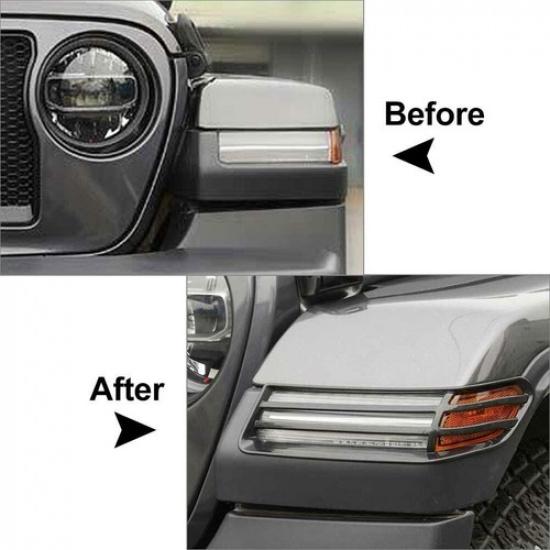 2X Exterior Front Eyebrow Light Lamp Cover Trim For Jeep Wrangler JL&JT 2018+