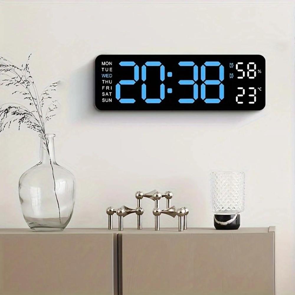 Brightness Adjustment Large Digital Clock Date Week Dual Alarms  Gifts for Seniors