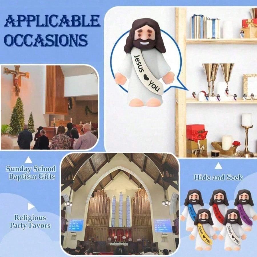 5/10pcs Mini Jesus Doll Jesus Love You Jesus Toys Small Jesus Doll Hide And Seek Sunday Party Favor Gifts,Random Colors,Miniature Jesus,Christian Toys