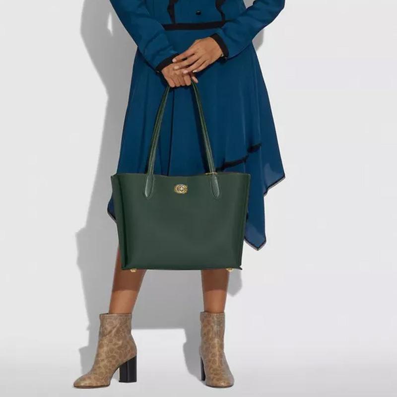 Coach Willow 35 Leather Crossbody Tote Shopping Bag Women Bags Dark-Green C0692-B4SZG