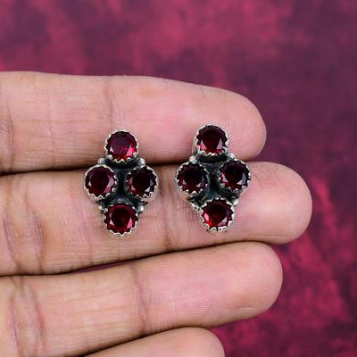 Roter Granat Schmuck, 925 Sterling Silber Ohrringe, handgefertigte Edelstein Schmuck Ohrringe für den Gedenktag