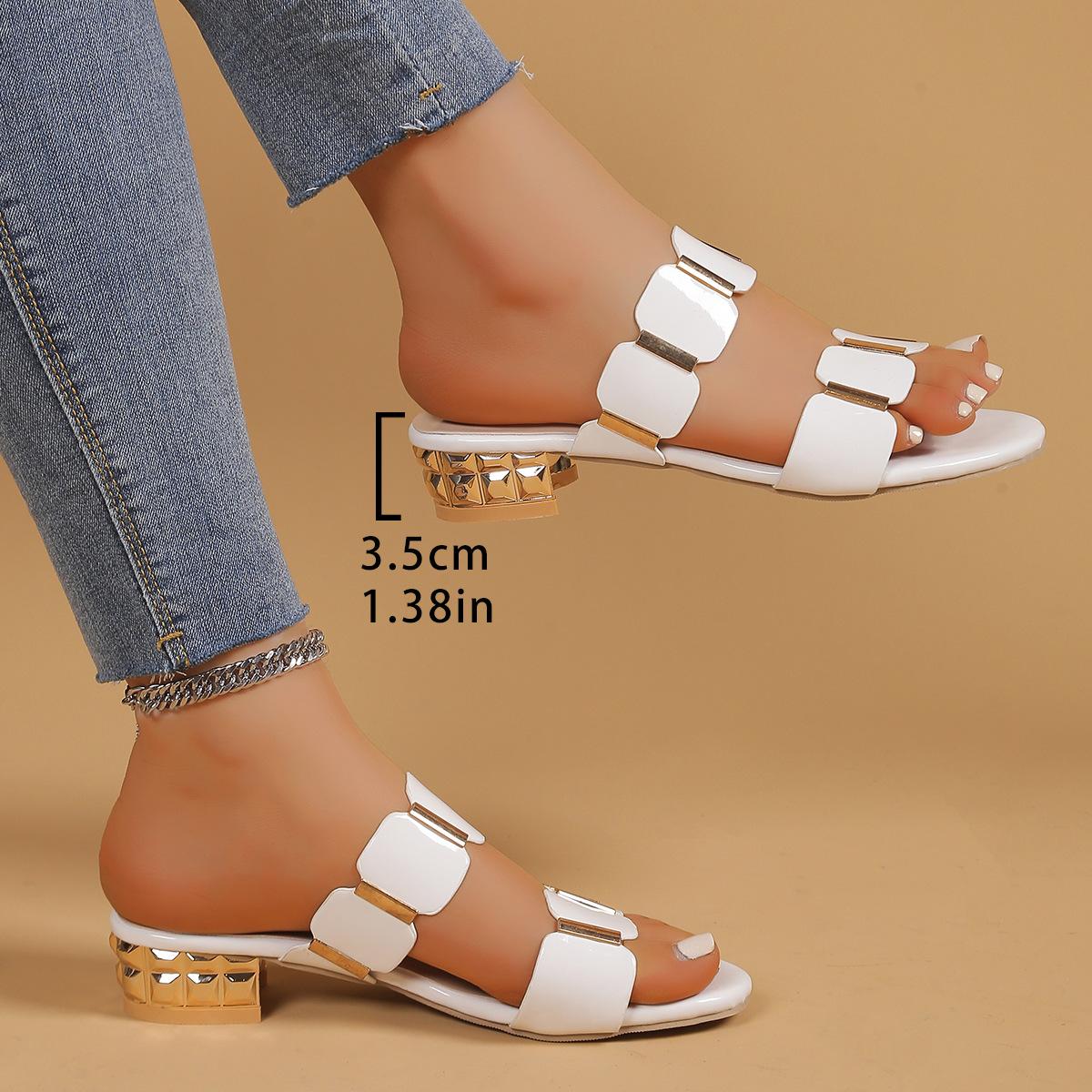 

2025 new sandals large size fashion medium heel cool slippers women summer wear thick heel high heels women 44