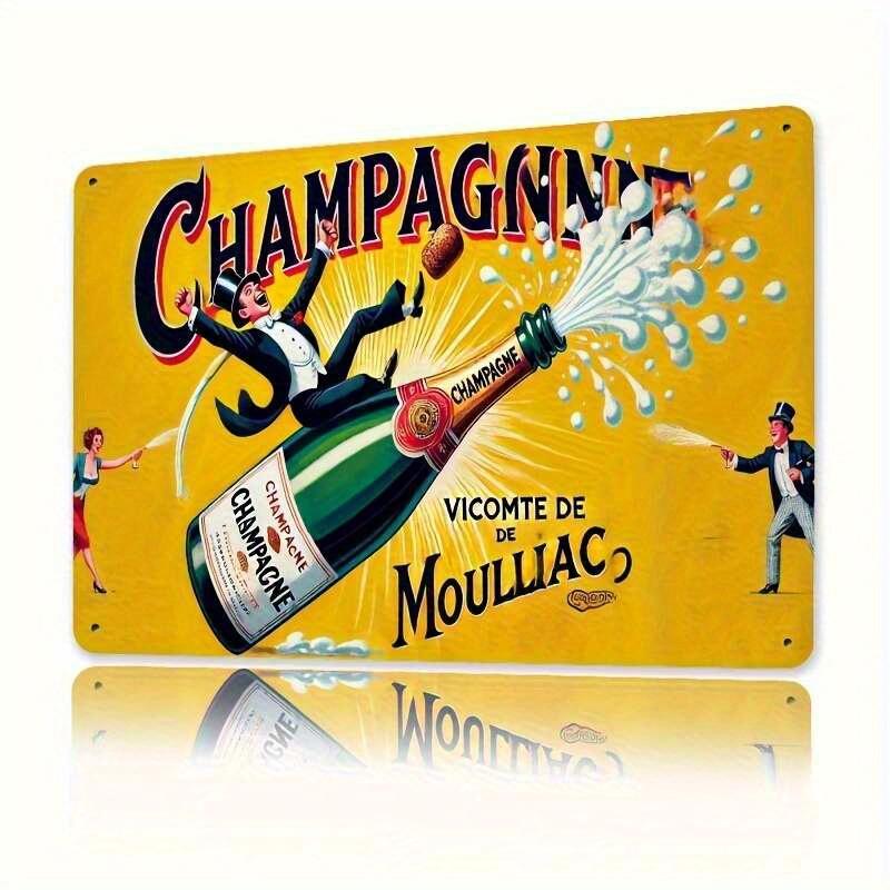 

Vintage Champagne Celebration Metal Wall Sign 787x1181 Inch Vibrant Yellow Durable Iron Retro Art Deco Decor for Home Bar C aluminum 20x30cm
