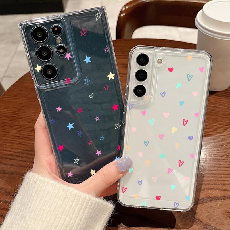 Simple Love Hearts Pattern Phone Case For Samsung Galaxy S26 S25 S24 S23 Ultra S22 Plus S24 S21 FE S25 Edge Clear TPU Soft Cover