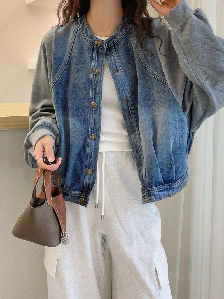 Stylowy Damski Look Dwuczęściowy Dżinsowa Kurtka - Europejska Kolekcja Wiosenna 2025, Luźny Modny Top.