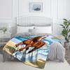 1pc Horse Running On Beach Ocean View Fleece Blanket Flannel Throw Coastal Animal Art Bed Cover Tropical Paradise Decor Gift