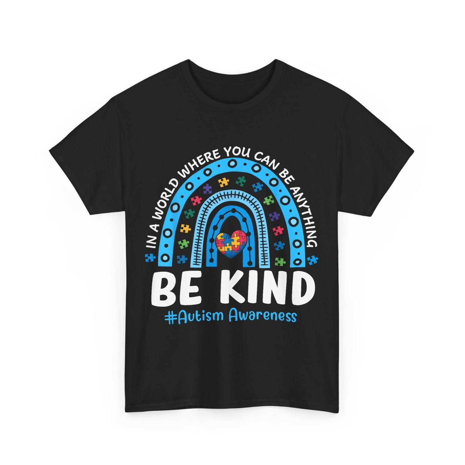 Autism Awareness Rainbow In April We Wear Blue Ribbon T-Shirt Mens Womens Tees Top L