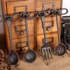 Dekoracja Ścienna z Żeliwa Vintage Łyżka Widelec Wiszący na Ścianę Rustykalna Kuchnia Diner Farma Sztuka Ścienna z 4 Haczykami Prezent dla Szefa Kuchni