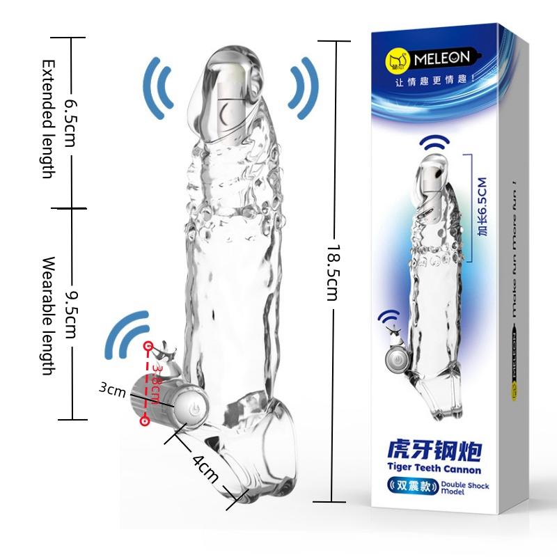 MELEON Penis Extension Sleeve Vibrator Extender Reusable Condoms Soft Delay Ejaculation Dick Sleeve Adult Sex Toys for Men