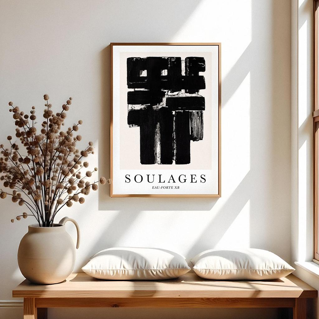 Poster Abstraction Black and White Soulages
