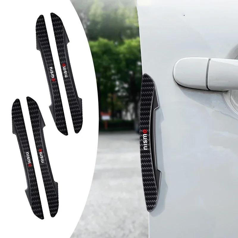 4pcs/set Car Logo Door Anti-Collision Protective Strip Sticker For Nissan Nismo Note Armada Pulsar Pathfinder X-Trail Qashqai