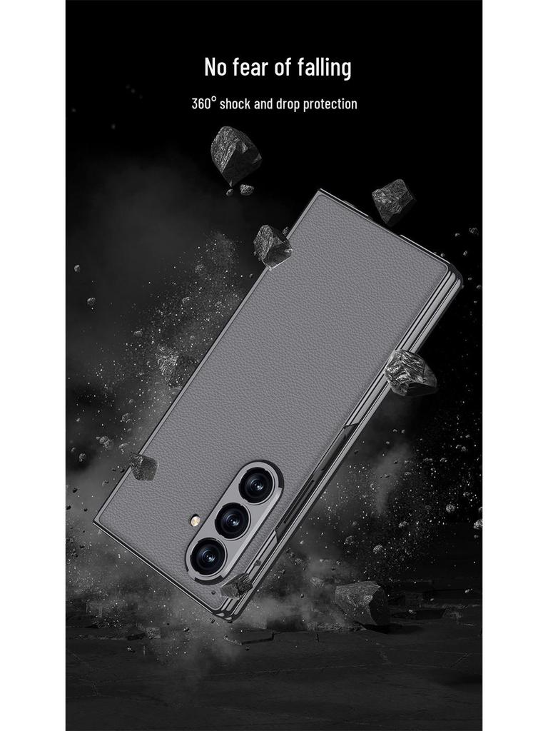 Solid Color Electroplated Leather Case for Samsung Z Fold7