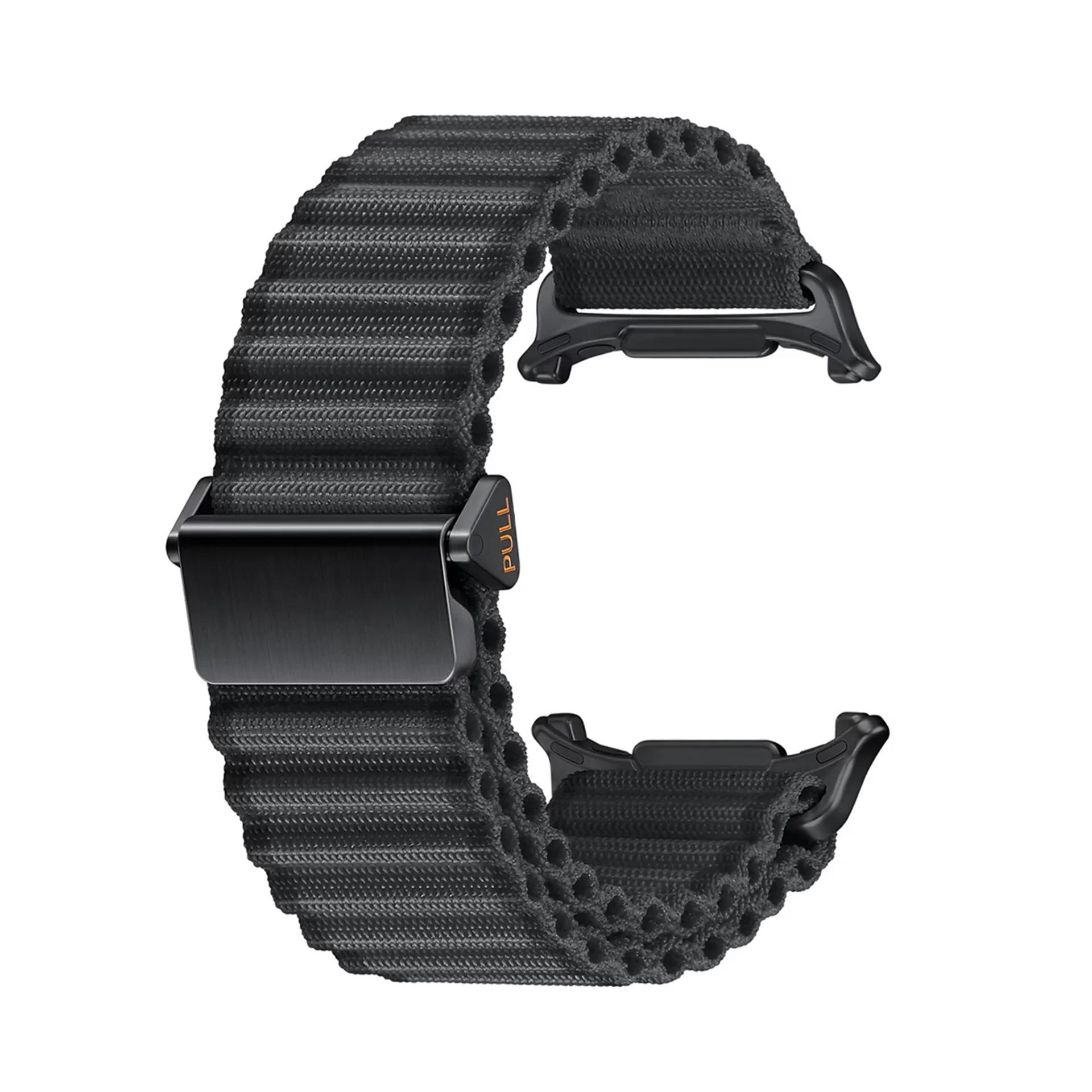 

Ремешок для часов No Gaps для Samsung Galaxy Watch Ultra 47 мм, дышащий, широкий, гофрированный, аксессуары или ремешок для часов Galaxy Watch Ultra Galaxy watch Ultra чёрный