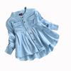 Autumn Girls Long Sleeve Shirt Toddler Baby Dress Shirt Children Stand Collar Cotton Denim Shirt Spring Autumn Top