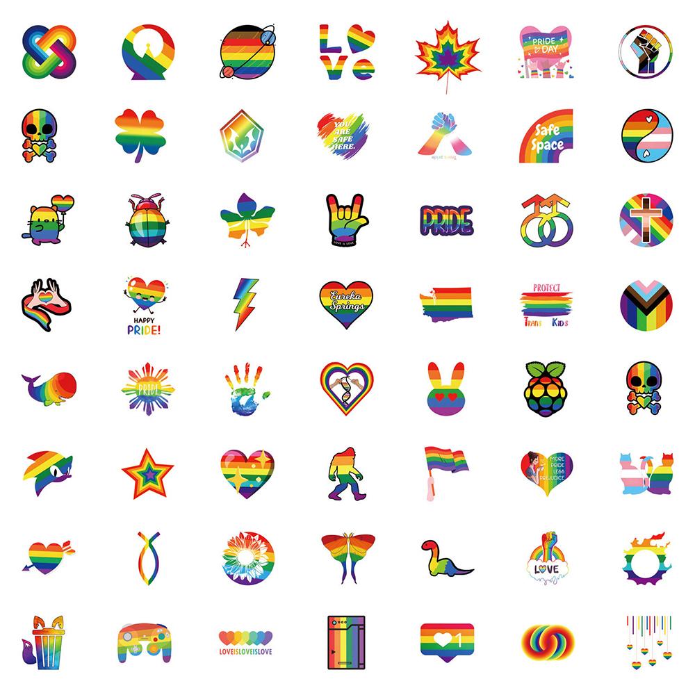 10/30/50/110pcs Cartoon Rainbow Pride Parade Stickers Cool Graffiti Decals DIY Scrapbook Guitar Luggage Bike Decoration Sticker