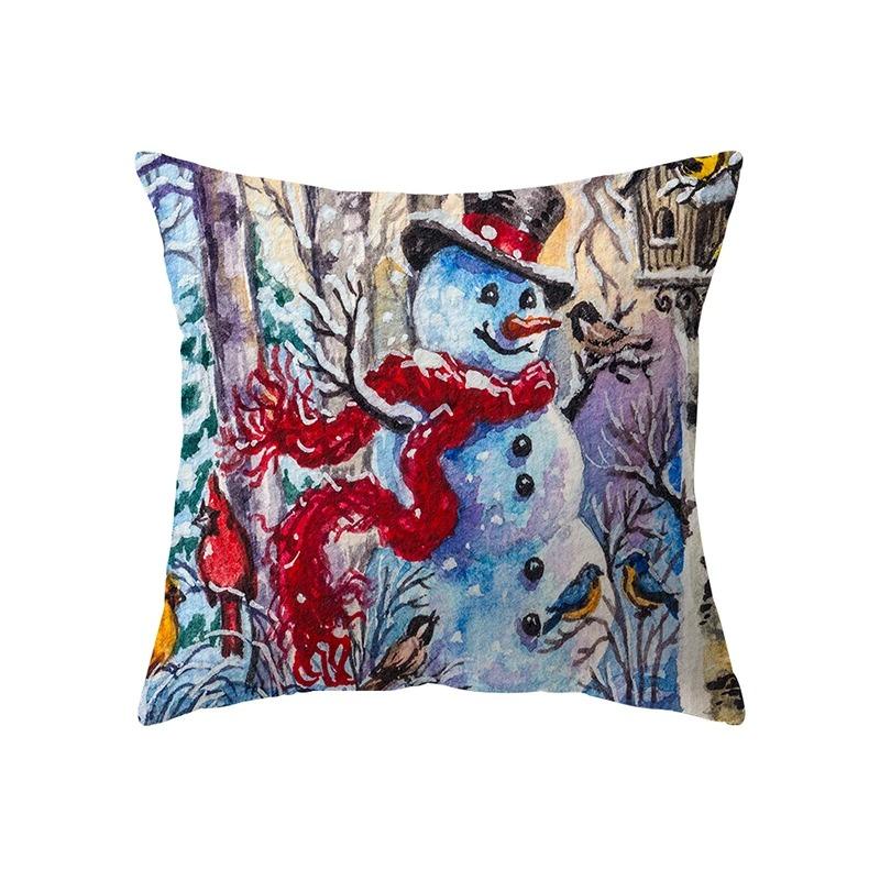 Merry Christmas Santa Print Pattern Cushion Cover Home Living Room Sofa Decorative Square Pillow Cover