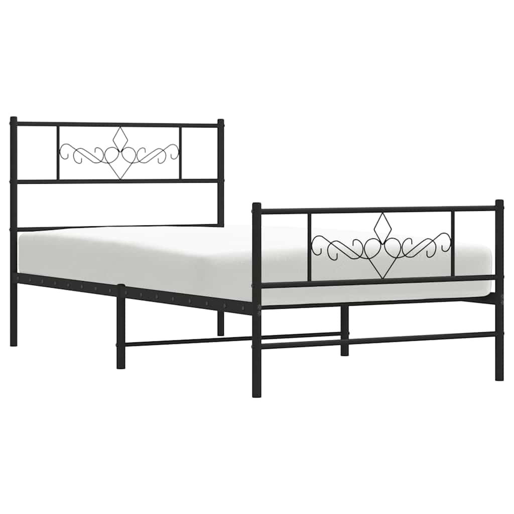 Vidaxl Struttura Letto in Metallo con Testiera e Pediera, Nera, 100X200cm
