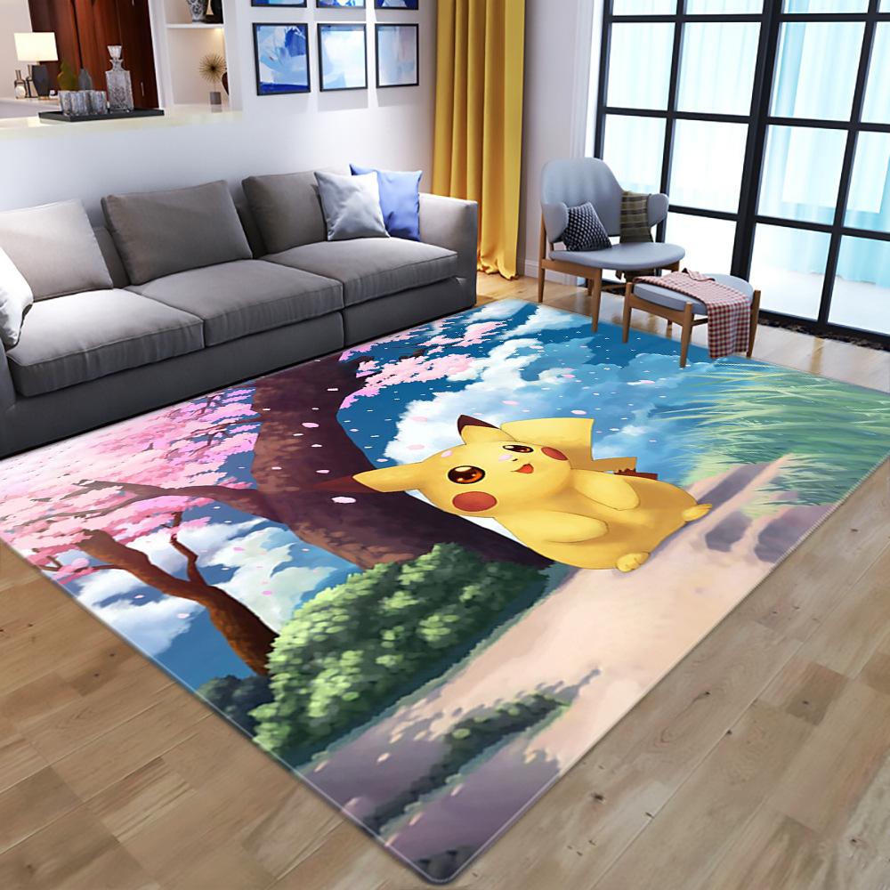 Pikachu Pokémon Cartoon Kids Crystal Velvet Print Floor Mat Absorbent Slip Mat