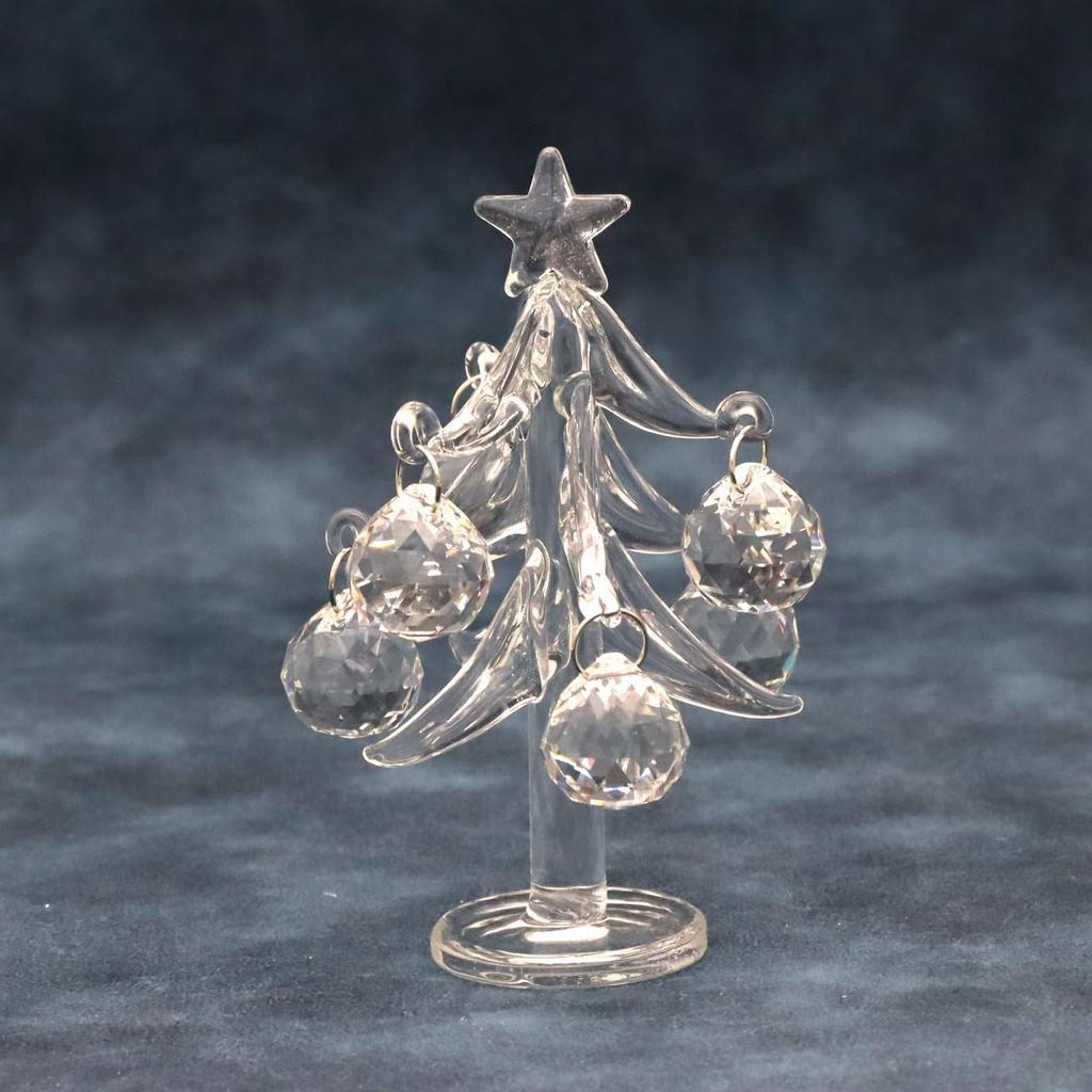 Glass Square Glass Christmas Tree Table-Sized Crystal Ball (Clear)