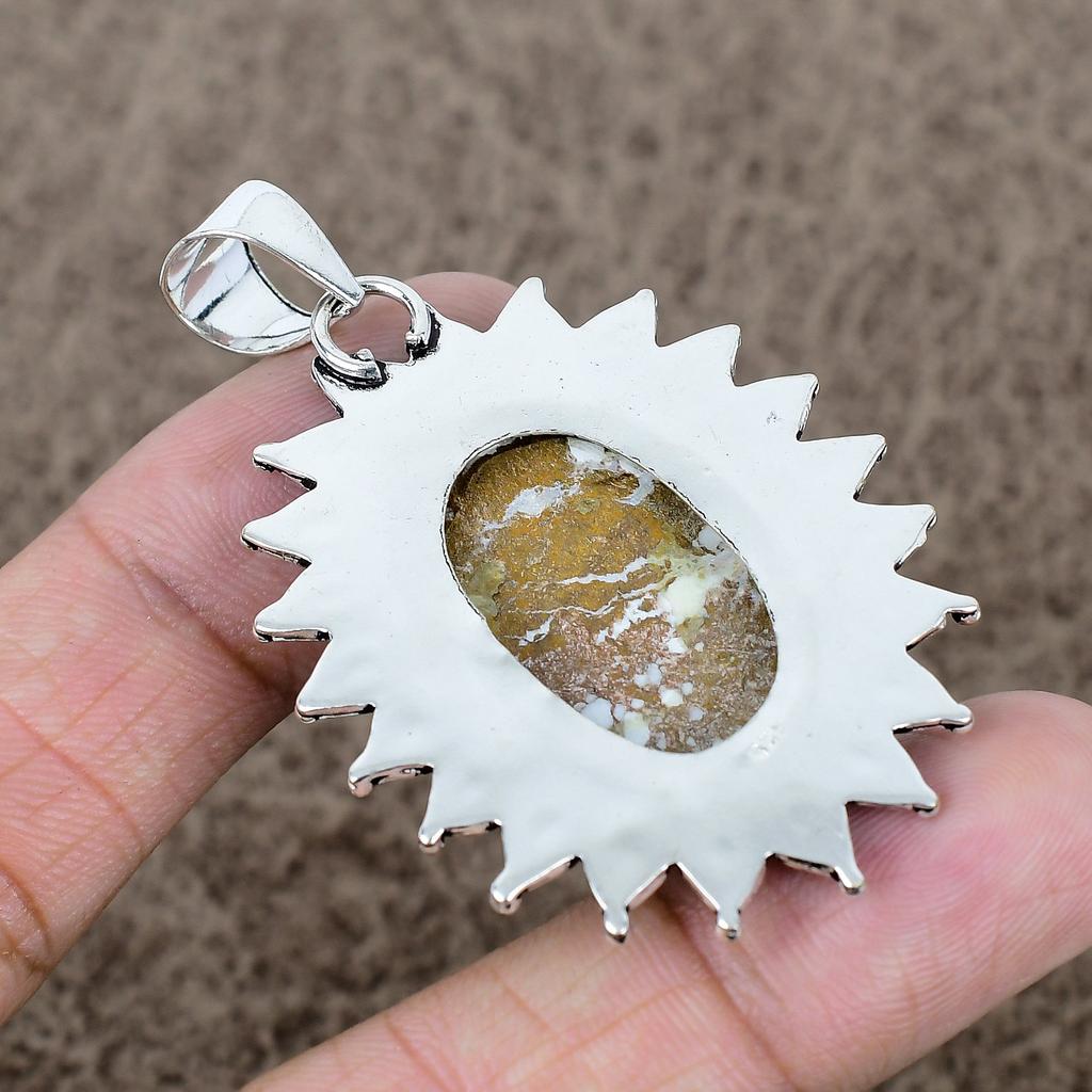 Wild Horse Gemstone Handmade 925 Sterling Silver Jewelry Pendant 2.36" KKG-756