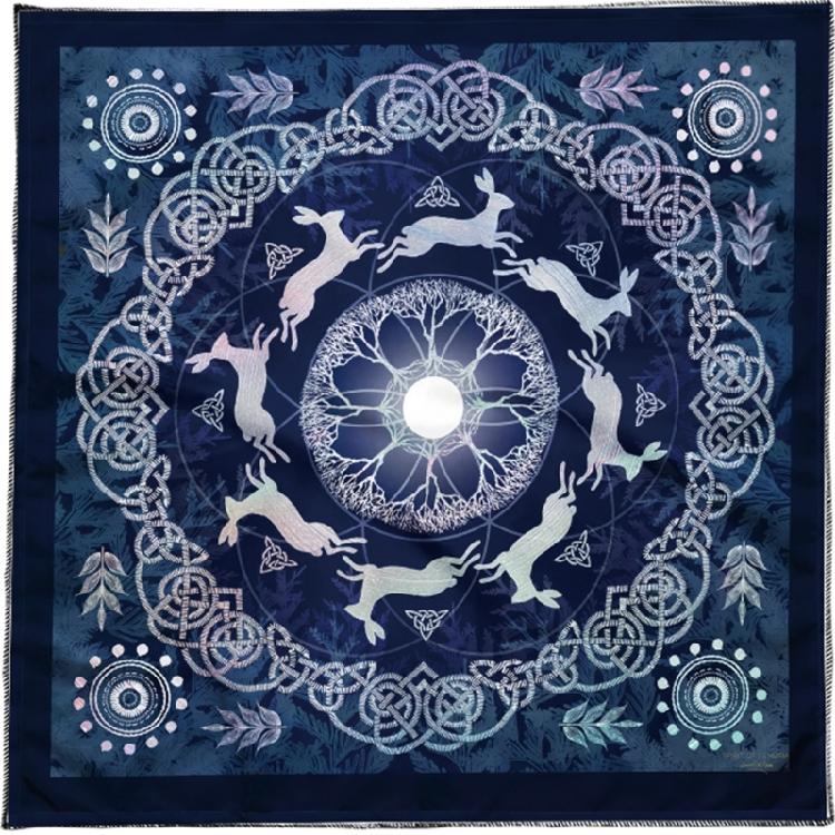 

Tarots Tablecloth Altars Cloth Symbol Rabbit Astrology Tablecloth Divinations Card Cloth Tapestry Wall Decoration 60x60cm