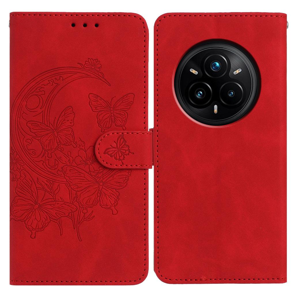 For Realme 14 Pro 5G Case Butterfly Flower Imprinted PU Leather Wallet Stand Phone Cover