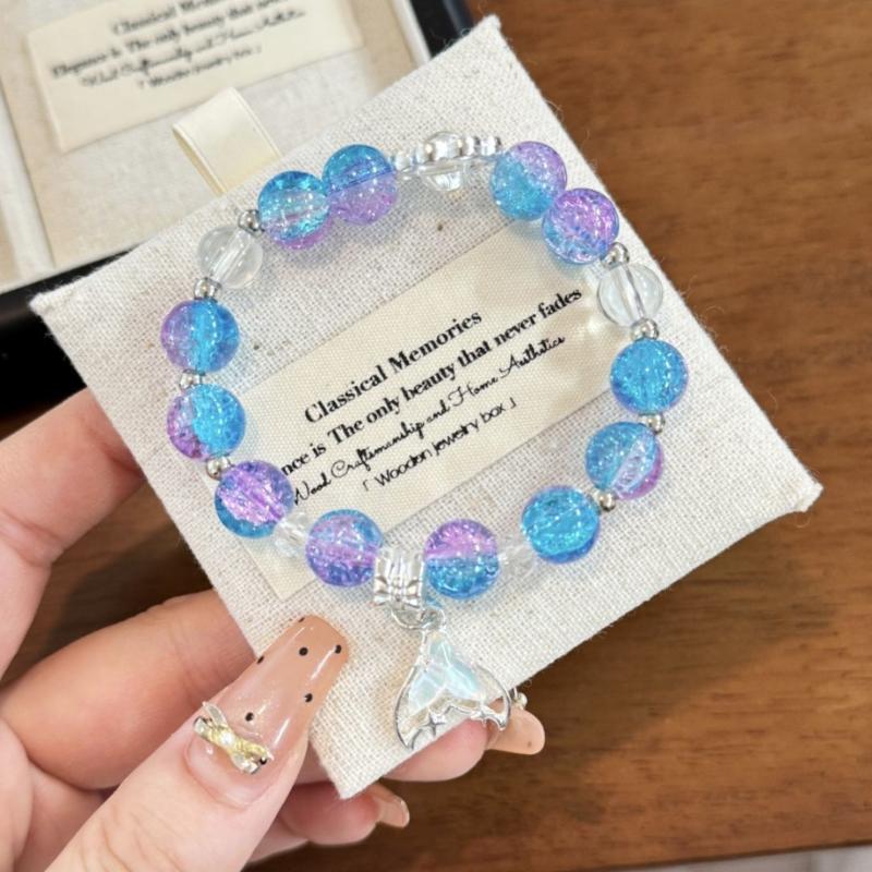 

Сказочный Браслет с Хвостом Рыбы и Бусинами Сладкий Дизайн Для Женщин Девочек Мода Эластичная Веревка Браслет Ювелирные Аксессуары Подарки синий