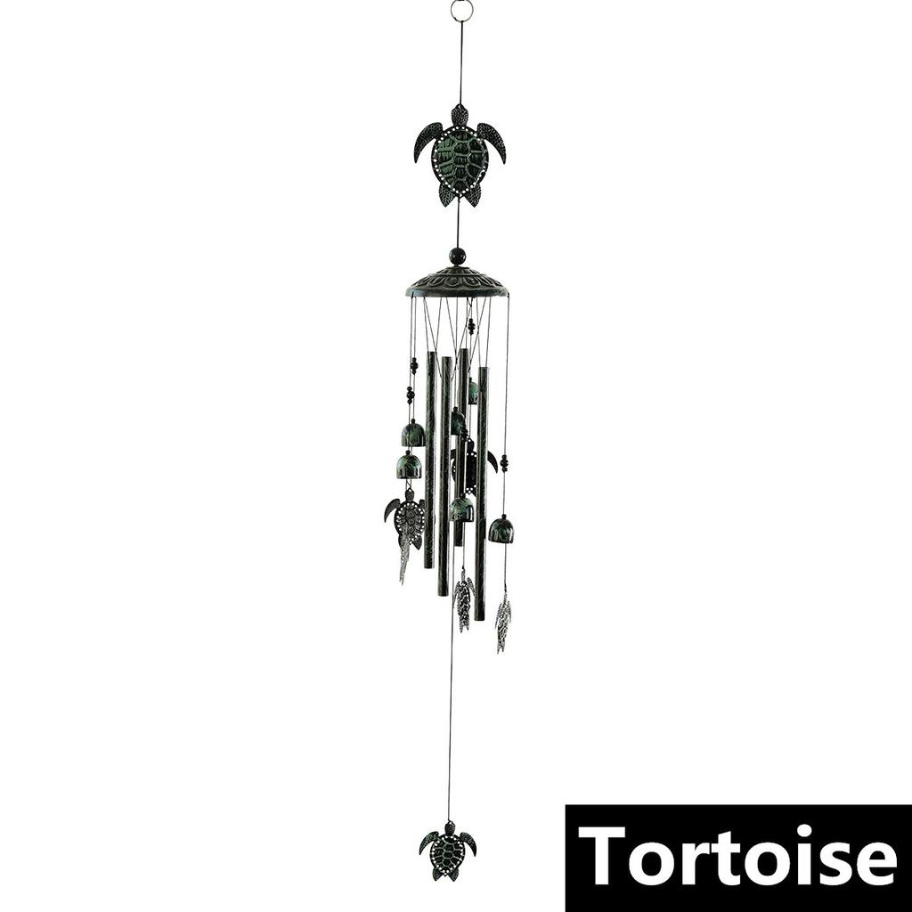 Green Retro Animal Iron Wind Chimes Waterproof Metal Wind Bells with 4 Aluminum Tubes 6 Bells Romantic Wind Chime for Home